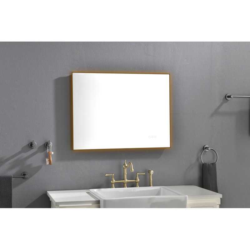 LED Mirror Bathroom Vanity Mirror With Back Light, Wall Mount Anti-Fog Memory Large Adjustable Vanity Mirror, Gunmetal