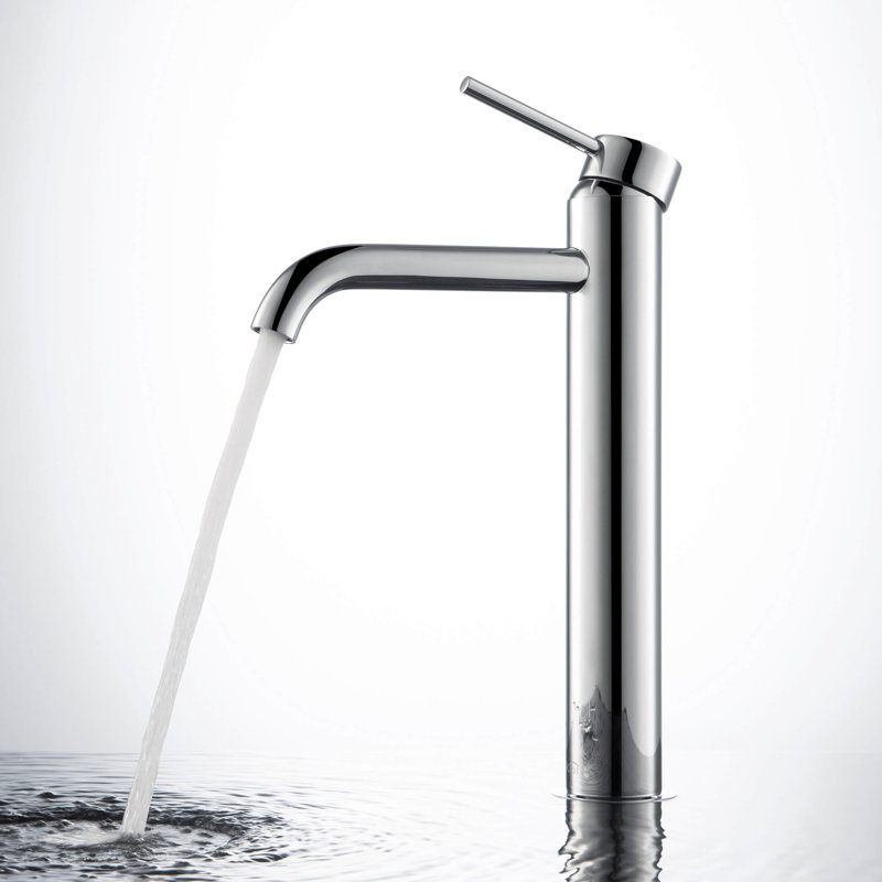 Chrome High Arc Single Handle Vessel Sink Faucet