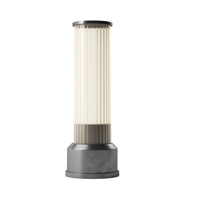 CANDLESTICK Rechargeable Cordless LED Table Lamp, 3-Levels Brightness Touch Sensor Control, Brushed Pewter