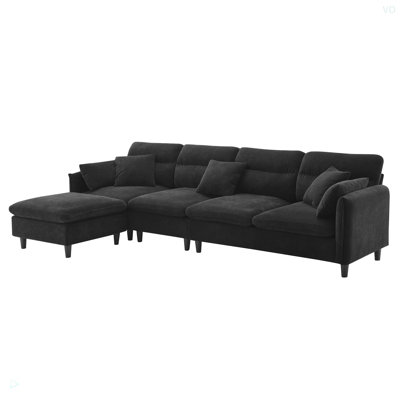 Cloud Chenille Fabric, L-Shaped Sectional Sofa