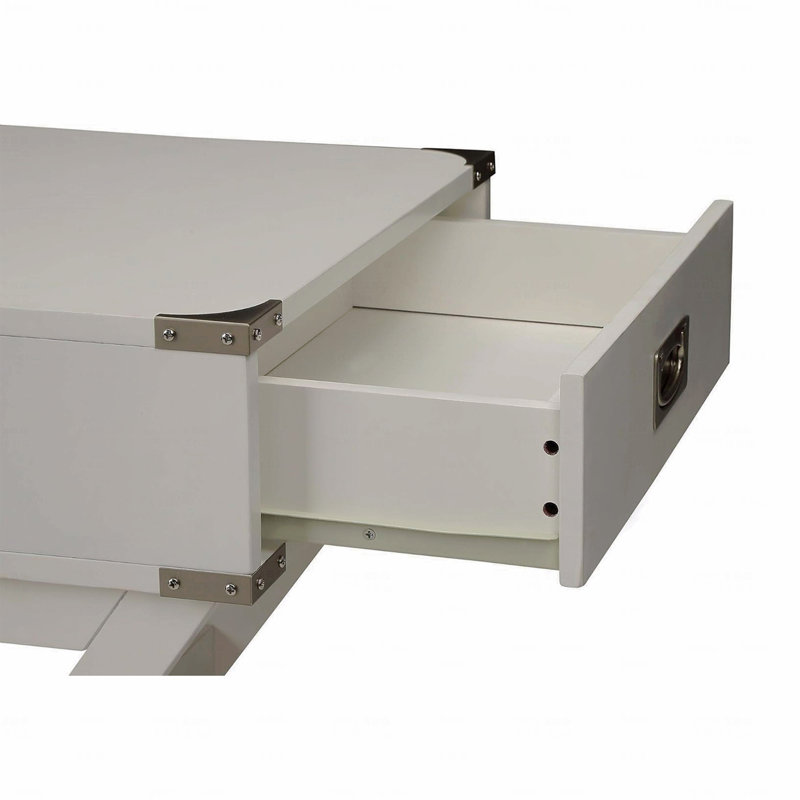 Table d'appoint avec coins en métal, Blanc
