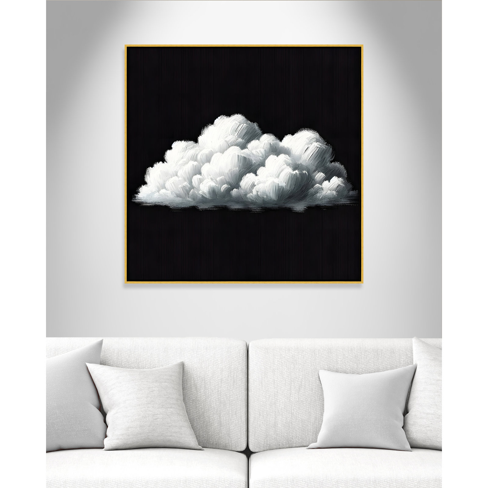 White Clouds Print by , 37.5" H x 37.5" W, Gold