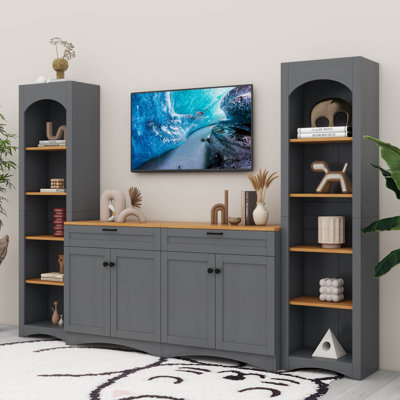 Meuble télé 3 pièces avec 2 bibliothèques Modern