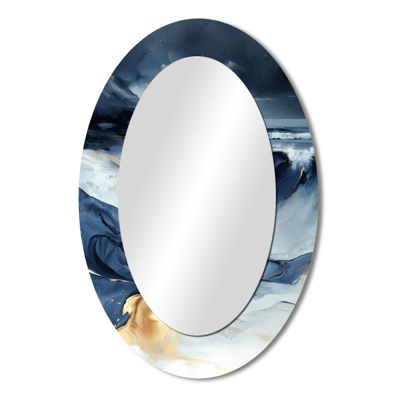 Miroir mural Moonlight Beach II - Bleu, 36 po x 24 po