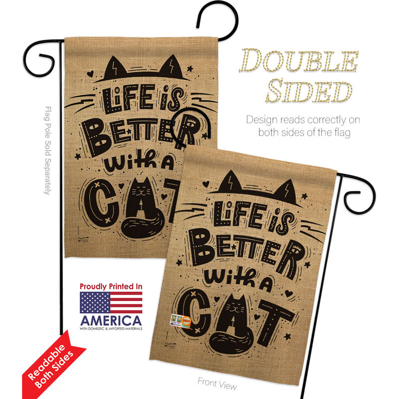 Ensemble de drapeaux en polyester 18 x 13 pi Better With A Cat Garden