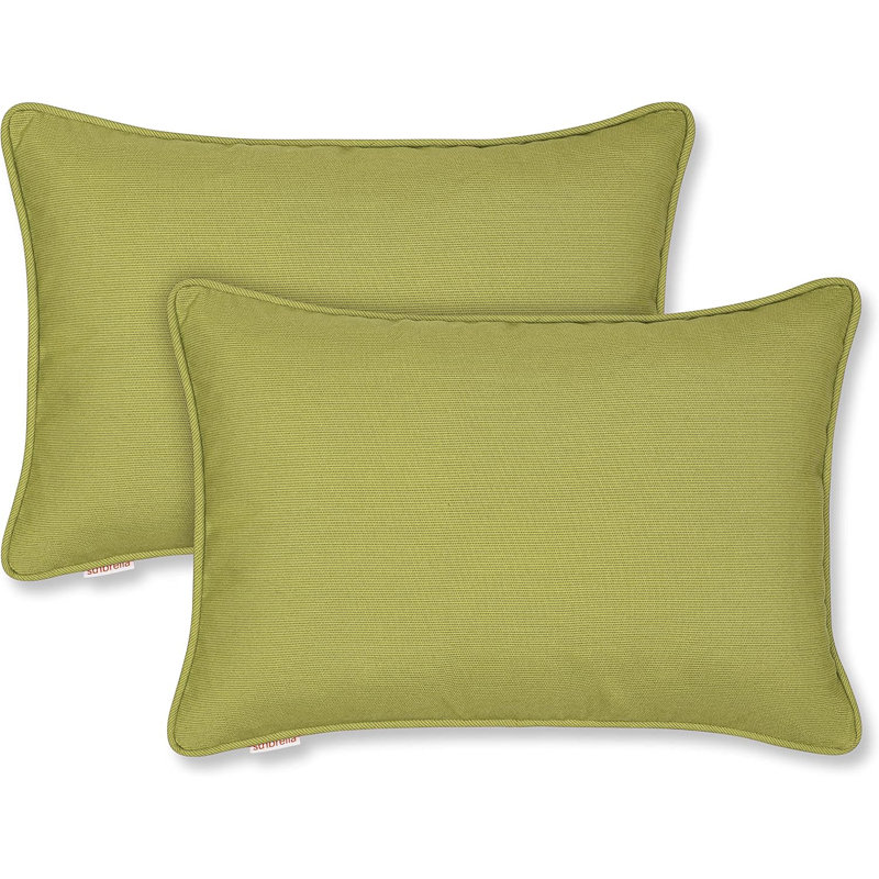 Housse de coussin Sunbrella, Rectangle H 13 po x l 20 po, Housse de coussin seulement - sans coussin, Kiwi