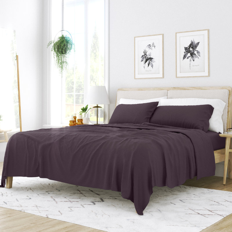 Simply Soft™ Chevron Embossed Bed Sheet Set, Purple, Queen