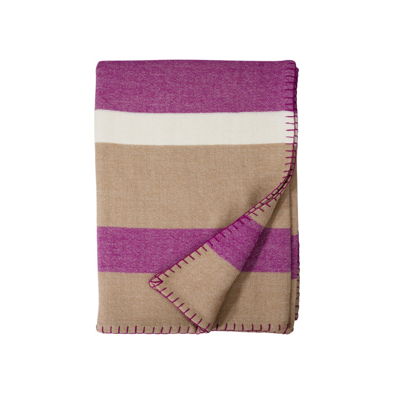 Block Stripe Woven Baby Alpaca Throw Blanket, Camel/Peony