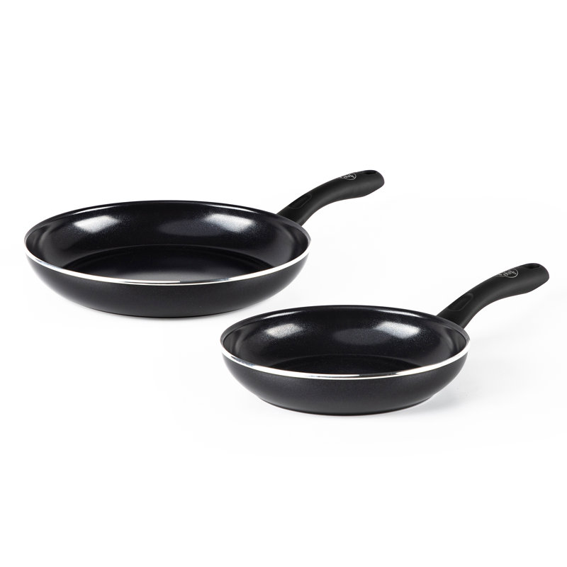 GreenChef Diamond Aluminium Non-Stick 20cm & 28cm Frying Pan Set, Black