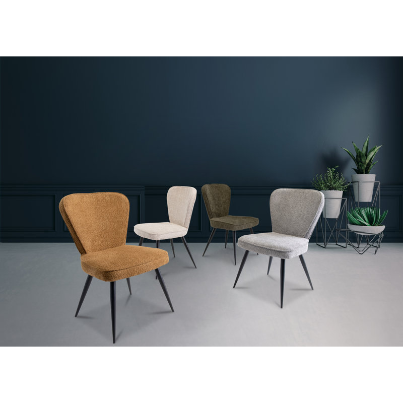 Iowa 48cm H Polyester Blend Upholstered Metal Side Chair, Olive, Black