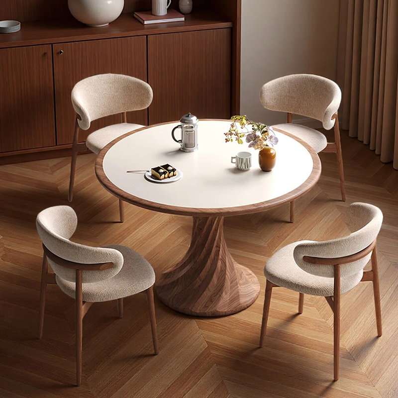 Table de salle à manger ronde simple et élégante pour un usage domestique, 5 pièces: table, 4 chaises