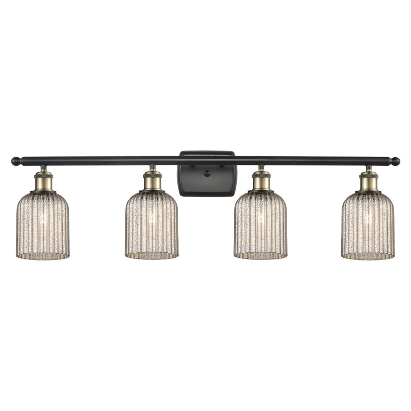 Fiennes 4 - Light Dimmable Vanity Light, Black Antique Brass, Metallic Gray