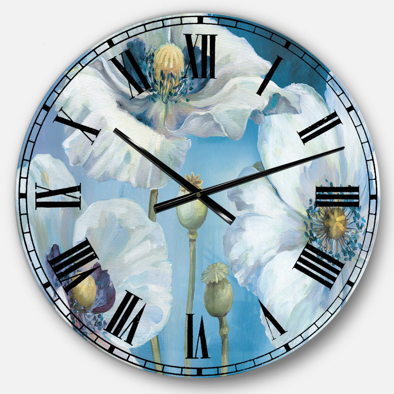 Horloge murale ferme peinte à la main sur fond bleu II, Moyen