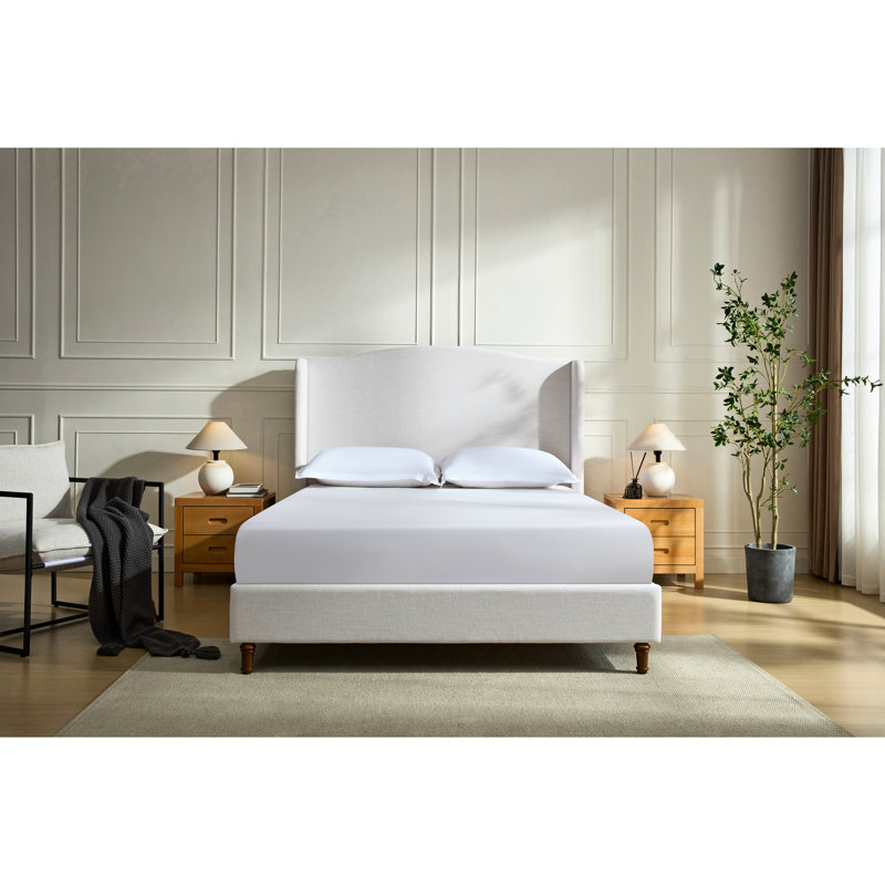 Lit très grand lit - Tête de lit tapissier en chenille de 54 po avec concept minimaliste et sans sommier, King