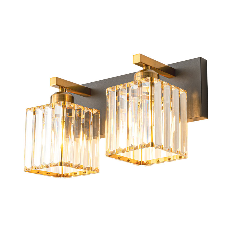 Lanceton Dimmable Vanity Light, Black/Gold, 2 Lights