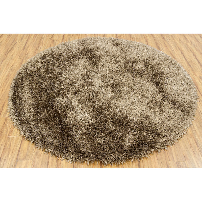 Hand Loomed Modern Area Rug in Taupe, Round 7'9"