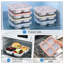 Ensemble de 4 boîtes de rangement pour aliments en acier inoxydable à 4 cellules, contenant à collation hermétique multicolore avec rebord coloré, organisateur de nourriture séparé pour garde-manger individuel