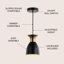 Luminaire suspendu unique en forme de cloche à 1 lumière Bullington