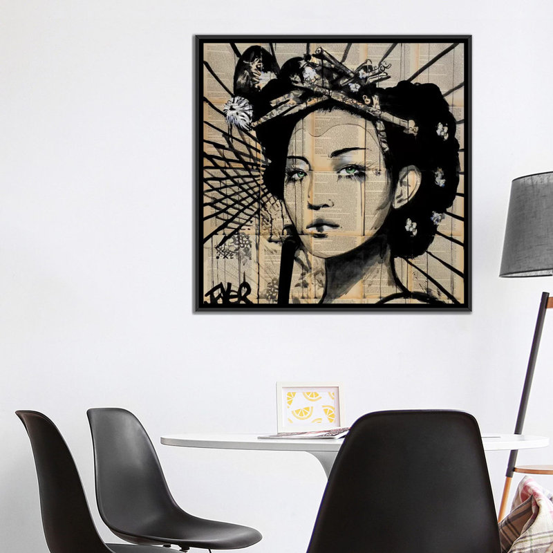«Lotus», impression sur toile, H 37 po x l 37 po x P 1,5 po, Toile avec cadre noir, Pas de tapis