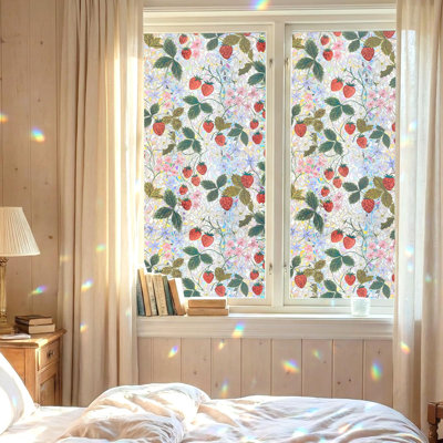 Rainbow Window Privacy Film, Stained Glass Cling, 17.5" x 78.7"