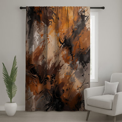 Rideaux de fenêtre d'art abstrait brun, voilages et voilages abstraits - 1 panneau
