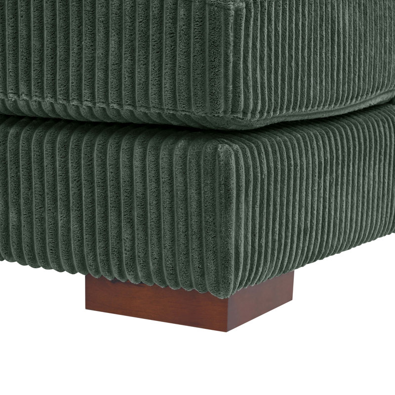 Cabbar 3-Piece Upholstered Sectional, Dark Green Corduroy
