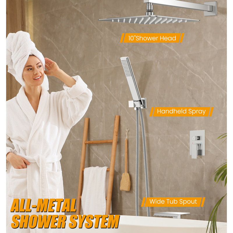 10-inch Plated Suspension Rod Dual-function Shower Set, Brushed Nickel