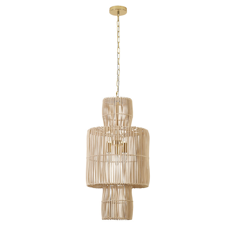 Luminaire suspendu en bois 3 lumières Transitional