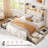 Upholstered Bed Frame With Headboard And Led Lights, Storage Bed With 4  Drawers And Open Shelves, Led Bed With Charging Station-756121794-756121853