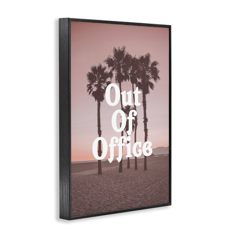 Giclée encadrée Out of Office Tropical Escape, design par Lil 'Rue, 18 x 12, Midnight Black Giclee Framed