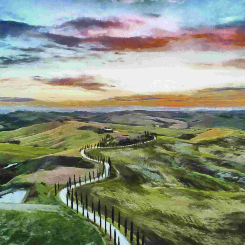 " Modern Tuscany " Painting Print, 12" W x 12" H