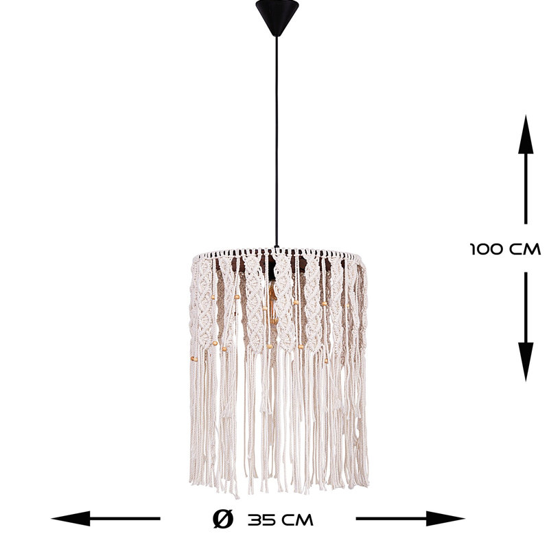 Luminaire suspendu géométrique unique à 1 lumière Bensen, Beige