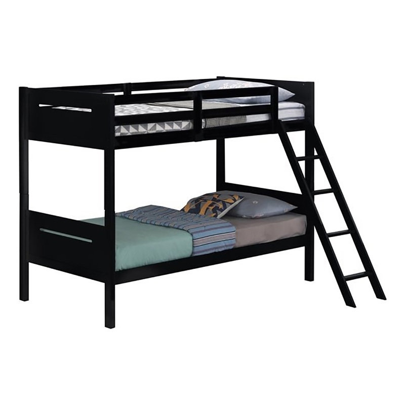 Lit superposé simple convertible en bois gris, Black