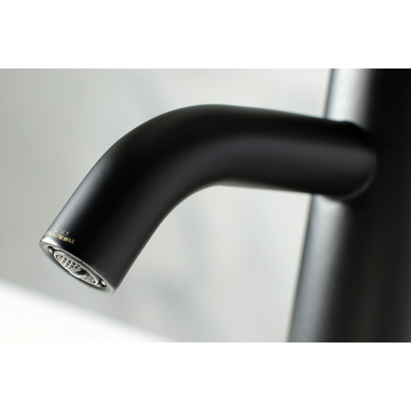 Kingston Brass Kaiser Single-Handle 1-Hole Deck Mount Bathroom Faucet with Push Pop-Up, Matte Black/Brushed Nickel