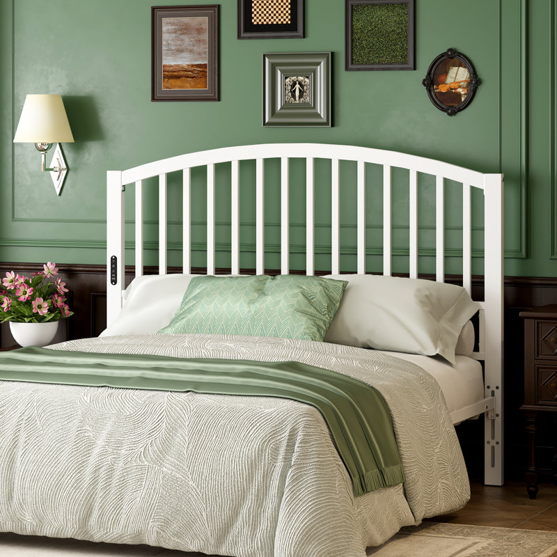 Arch Slats Metal Headboard, White, Queen