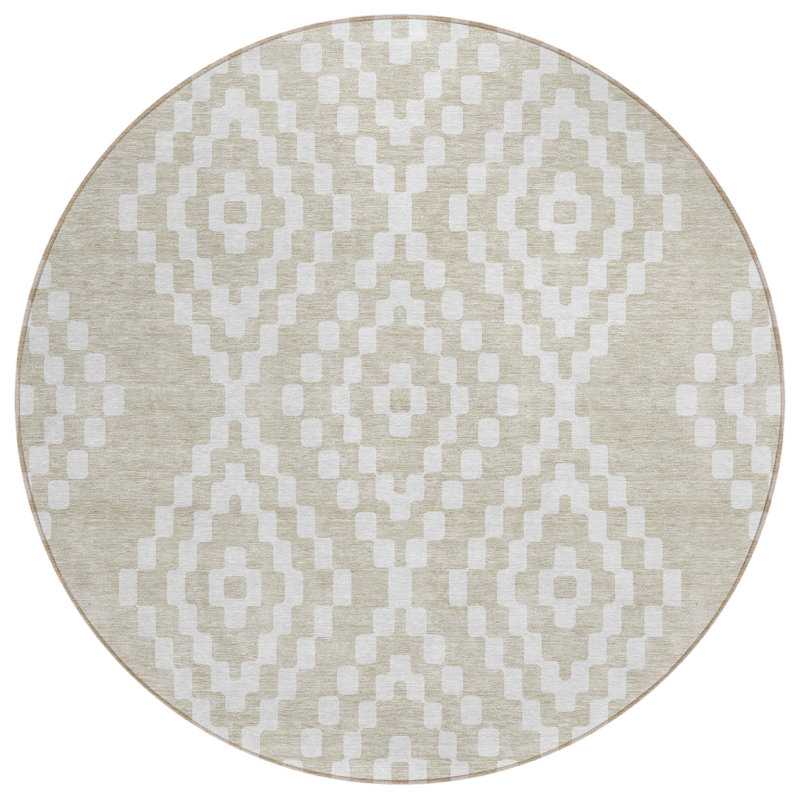 Malek Indoor/Outdoor Area Rug with Non-Slip Backing, Round 8'