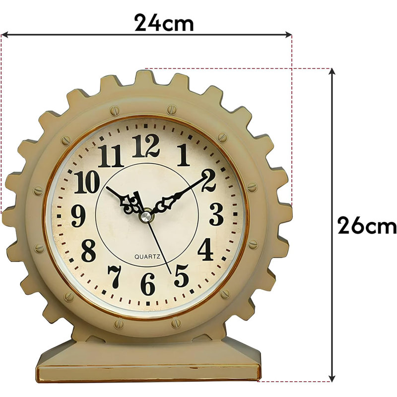 Amairani Analog Electric Tabletop Clock, Beige