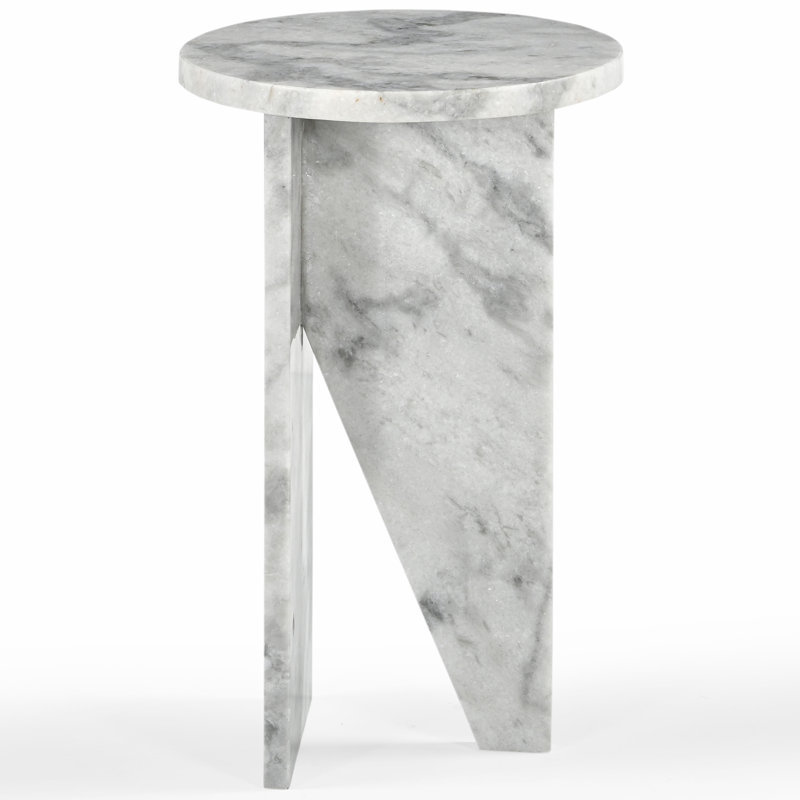 Devlin Marble Drink Table, White