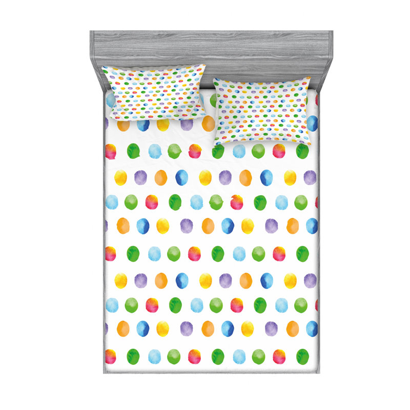 Microfiber Polka Dots Fitted Sheet, Full/Double Fitted Sheet