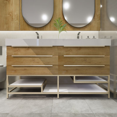 Noble 30" + 30" Free Standing Vanity With Reinforced Acrylic Double Sink