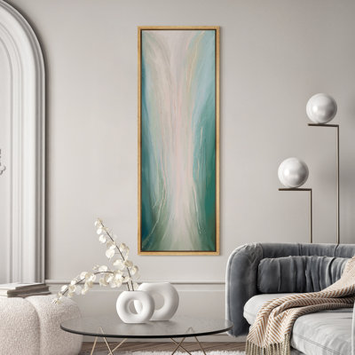 Abstract Blue Painting Printed Minimalist Modern Panoramic Horizontal Boho Wall Art Decor