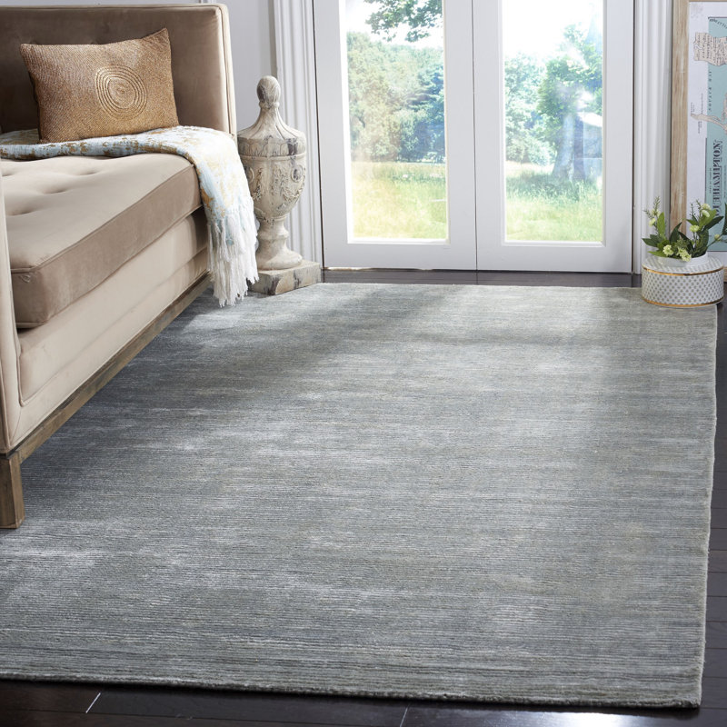 Tapis bleu fait à la main Endora, Rectangle 8 pi x 10 pi
