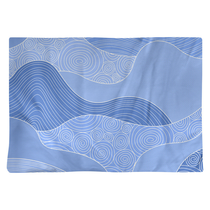 Napperon en coton 18 "classique Waves dessiné à la main, Bleu