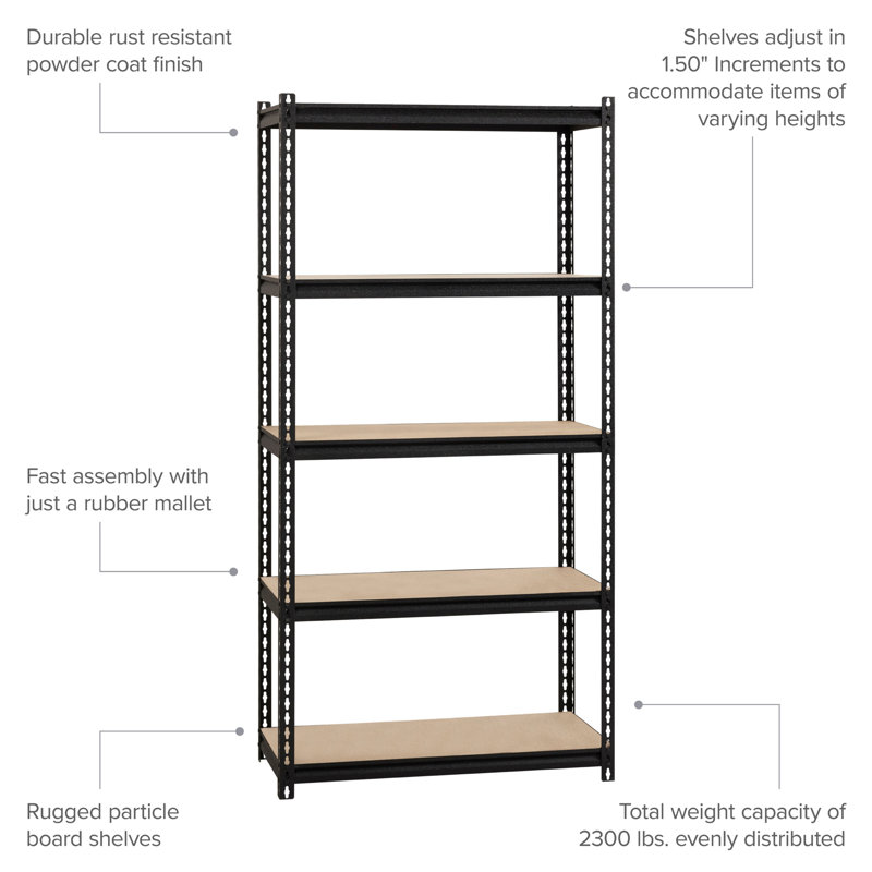 Iron Horse 2300 Riveted Steel Shelving, 72" H x 36" W x 18" D