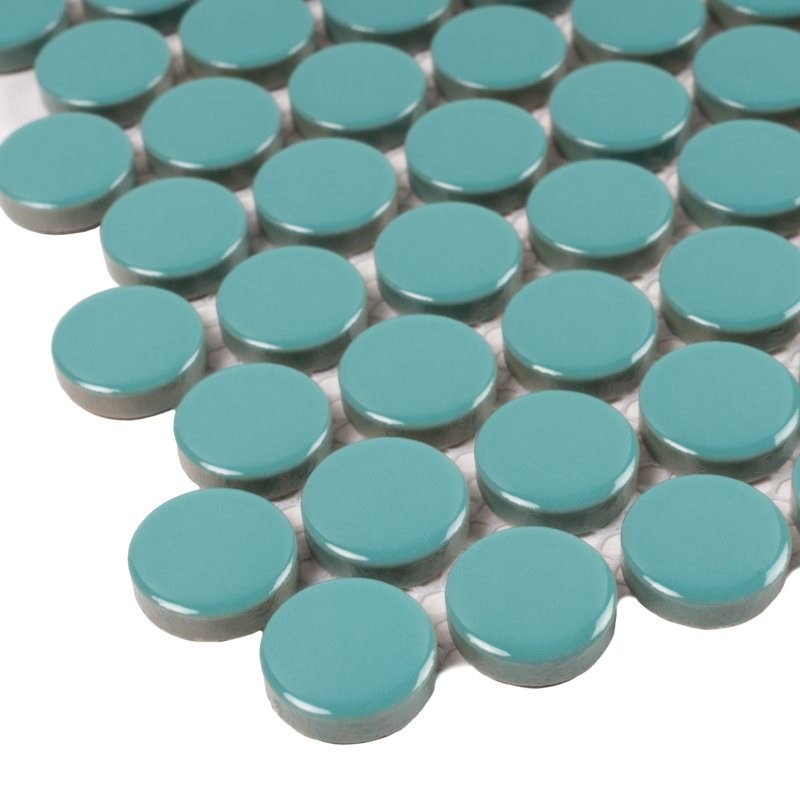 Cirkel 11.46'' W x 12.4'' L Porcelain Tile Mosaic Sheet, Turquoise