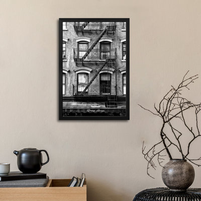 Black Fire Escape Stairs Premium Framed Posters
