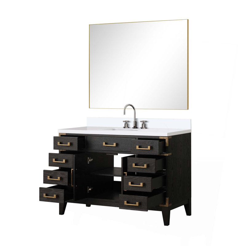 Ensemble de meuble-lavabo simple avec robinet et miroir