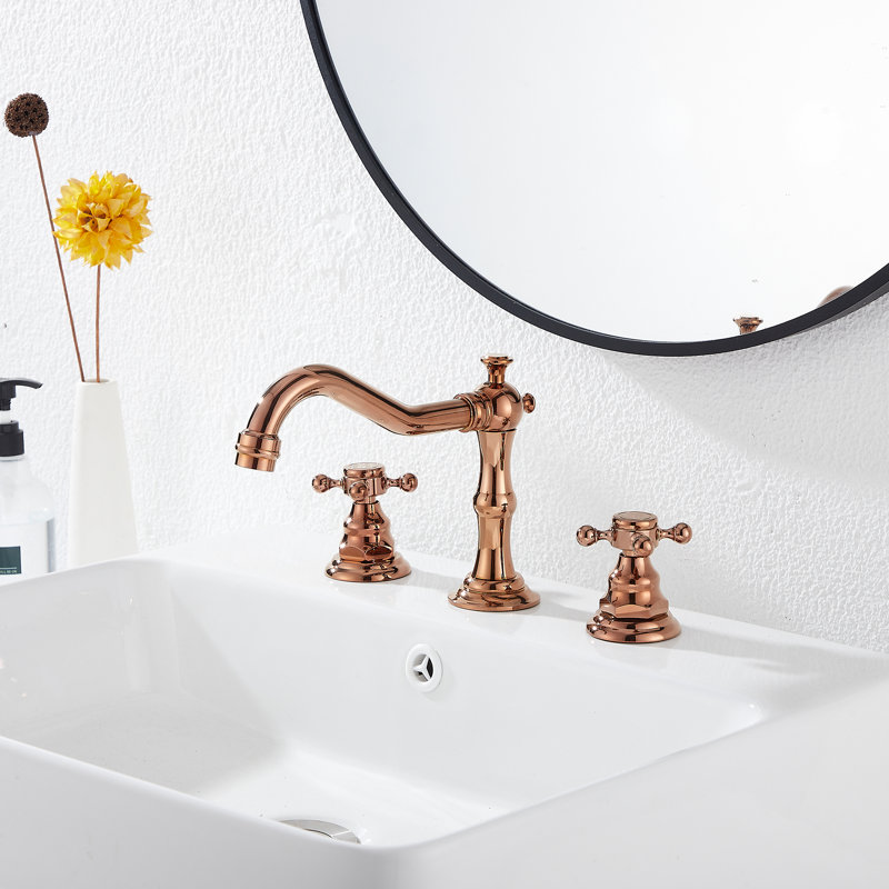 2-handle Bathroom Faucet with Drain Assembly, Copper
