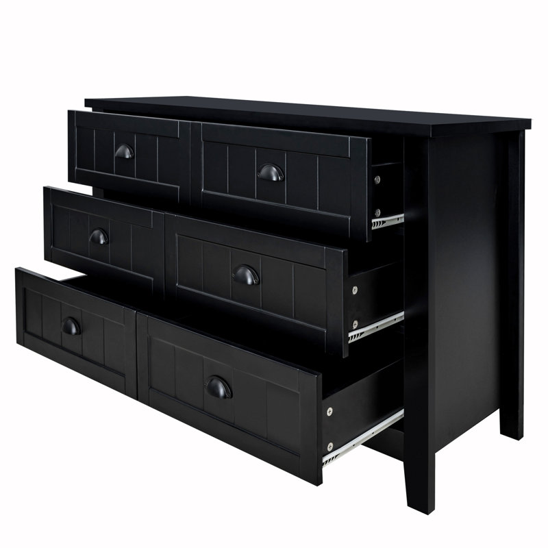 Commode d'appoint en bois avec tiroirs Chatillon, Noir