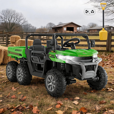 24V Ride on Dump Truck for Kids, 4WD Electric UTV with Remote, 2 Seater Kids Vehicle,4WD Off Road Truck, Rechargeable Battery, Functional Dump Bed, Outdoor Adventure Toy Kids Gift.
